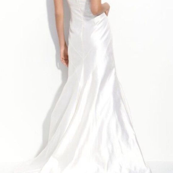 NICOLE MILLER SHANTUNG SILK MERMAID WEDDING BRIDAL $1900 IM0002 - Picture 2 of 15